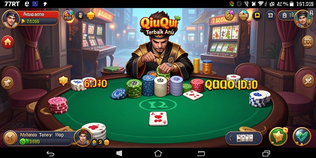 Screenshot gameplay 77RT menunjukkan aksi seru dalam permainan QiuQiu.