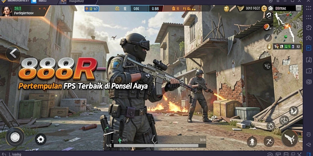 Tangkapan layar dari gameplay intens di 888R yang menunjukkan aksi tembak-menembak.