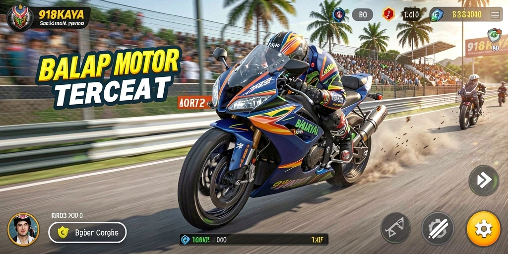 Tampilan gameplay balap motor yang intens dan penuh aksi.