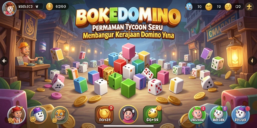Screenshot utama BOKEDOMINO menampilkan gameplay Tycoon yang menarik.