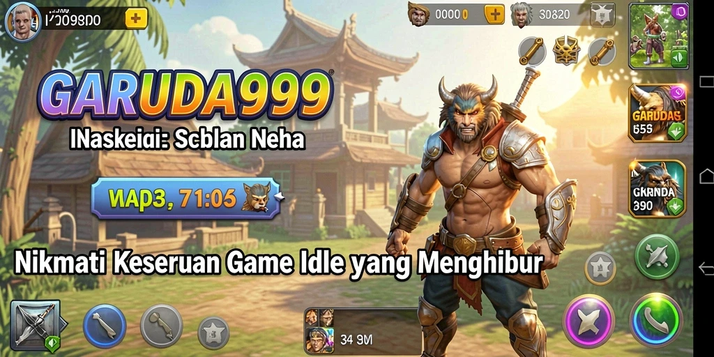 Tampilan gameplay Idle yang menarik dan penuh warna dalam GARUDA999.