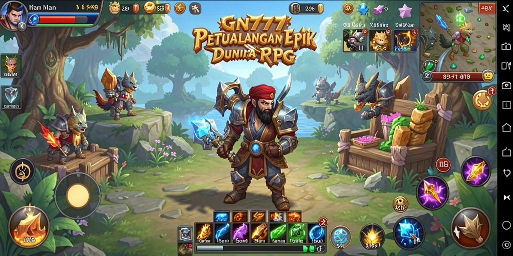 Screenshot utama GN777 menunjukkan aksi seru dalam gameplay RPG.