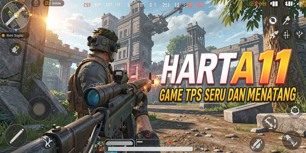Screenshot HARTA11 menampilkan aksi tembak-menembak yang intens dan mendebarkan.