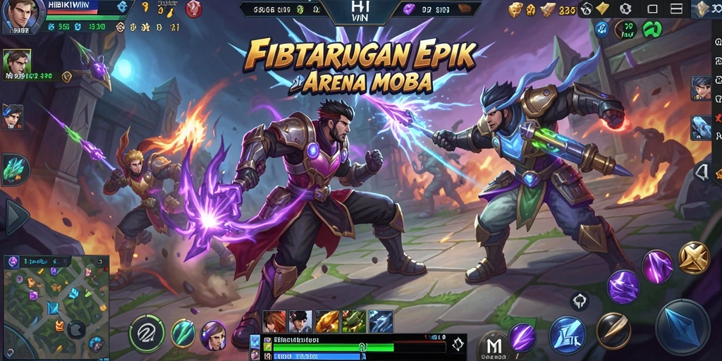 Gameplay HIBIKIWIN yang seru dengan pertarungan tim yang intens.