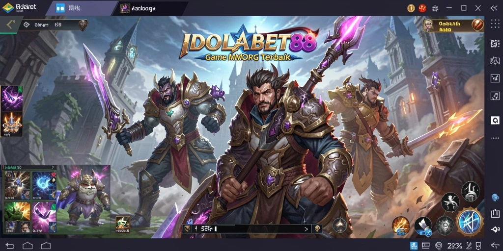 Screenshot menunjukkan pertempuran epik dalam game MMORPG.
