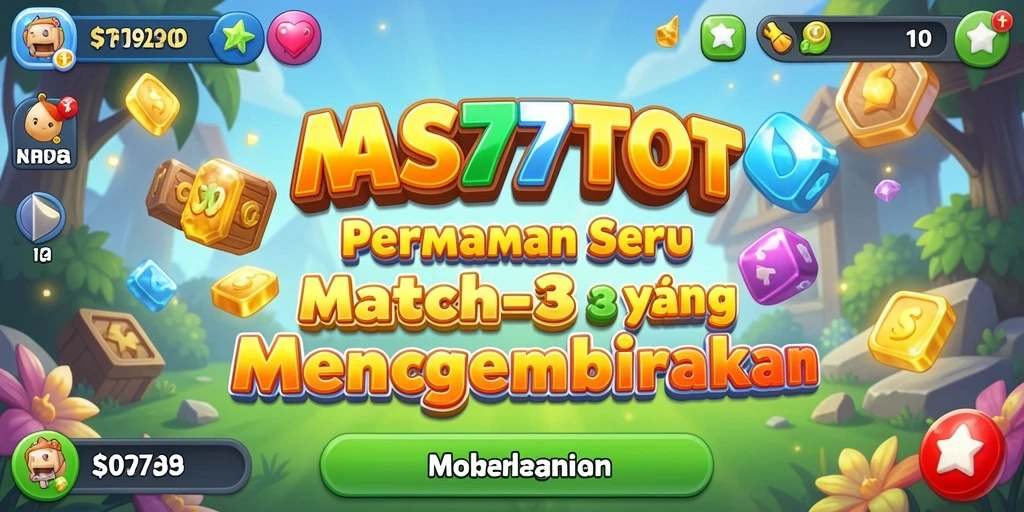 Screenshot utama MAS77TOTO menampilkan aksi mencocokkan item yang seru.