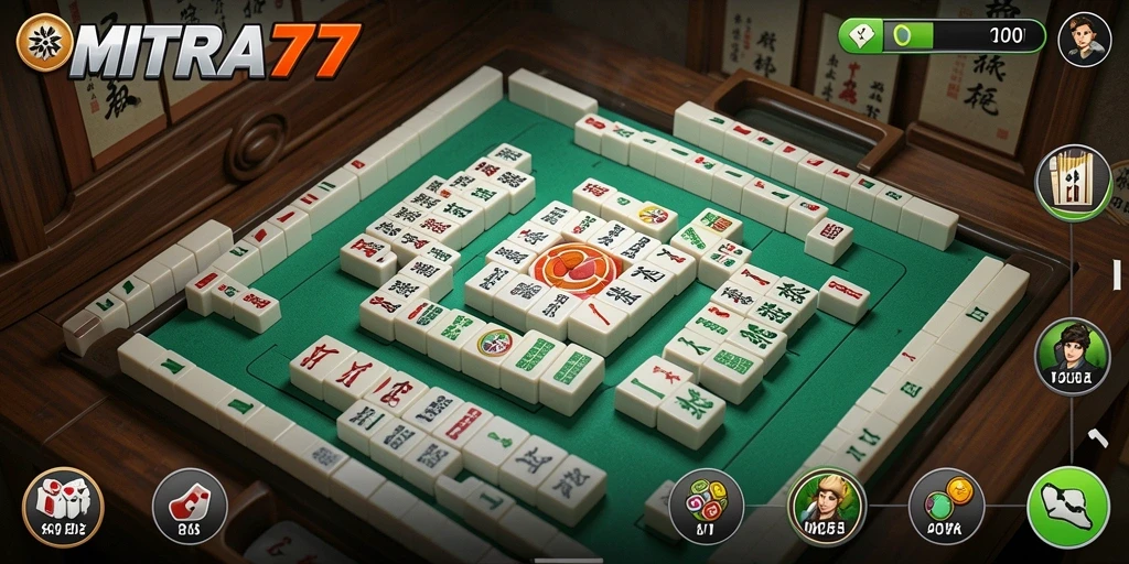 Screenshot utama MITRA77 menampilkan gameplay Mahjong yang seru.