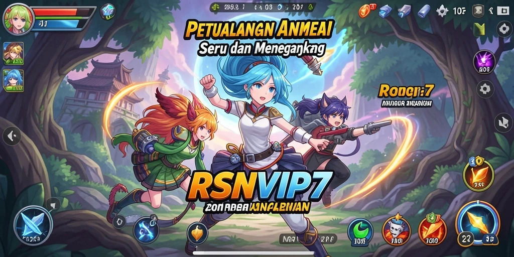 Tampilan gameplay RSNVIP7 yang menarik dengan karakter anime yang beraksi.