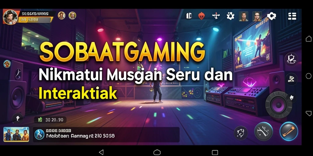 Screenshot SOBATGAMING menampilkan antarmuka bermain musik yang penuh warna dan menarik.