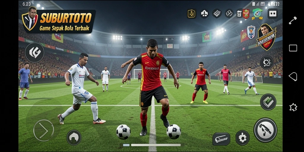 Tangkapan layar dari gameplay <strong>SUBURTOTO</strong> yang menampilkan aksi pertandingan sepak bola yang mendebarkan.