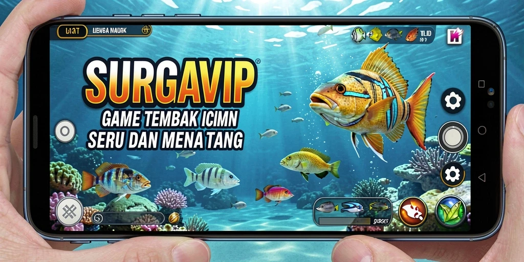 Screenshot gameplay SURGAVIP dengan aksi menembak ikan yang seru.